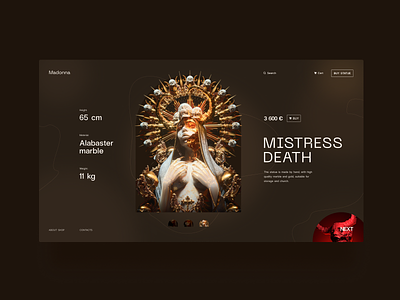 Concept for selling statues in a cemetery or church clean clean ui concept creativity dailyui death demon e commerce minimal swiss style ui ux ui uxdesign webdesign