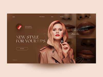 Lipstick Home Page Concept clean creativity fashion girl lip lipstick luxury main page minimal pomade product design red ui uxdesign webdesign woman