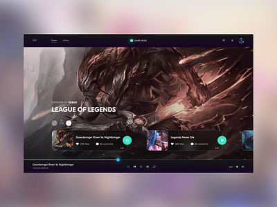 Game Music Platform clean cleanui concept creativity gamedesign games gameui leagueoflegends minimal music platform ui webdesign wildrift