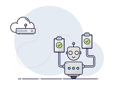 Robotic Process Automation (RPA) cloud icon illustration robot rpa tasks vector
