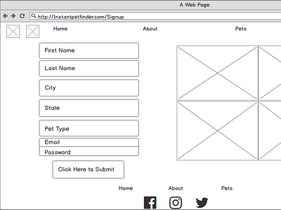 Pet Adoption Wireframe - Website balsamiq design icon layout treehouse ux website design wireframing