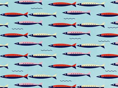 01/100: The Brinery Pattern branding design fish flat icon illustration logo nautical retro sardines seafood vector vintage