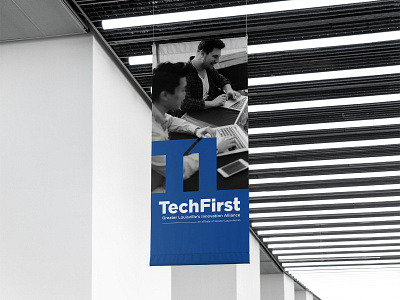 TechFirst Banner banner blue graphic design identity logo sign signage startup tech