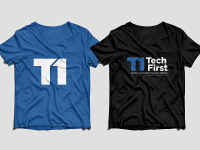 TechFirst T-Shirts black blue brand identity branding design identity logo startup tech