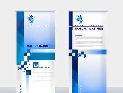 Roll up banner design banner bilboard branding flyer mockup sign vector