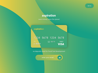 Aspiration Credit Card - Day 03 aspiration card design gradient landing splashpage visa website