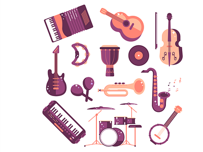 Musical instruments cartoon illustration vector