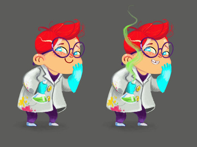 Young chemist cartoon character characterdesign chemist chemistry illustration science scientist