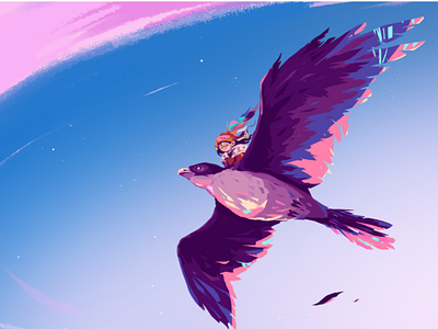 The Dawn bird cartoon character characterdesign dawn fly flying illustration sky