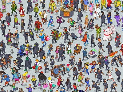 108 Mall Visitors character illustration iso isometric pixel pixel art