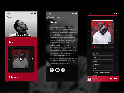 music app design hiphop kendrick lamar music music app ui ux