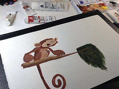 Monkey Gouache character gouache illustration monkey painting
