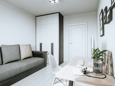 Scandinavian style room for two people 3d art 3d visualization architecture backyard bedroom comfortable coronarender design minimalism room scandinavian style white