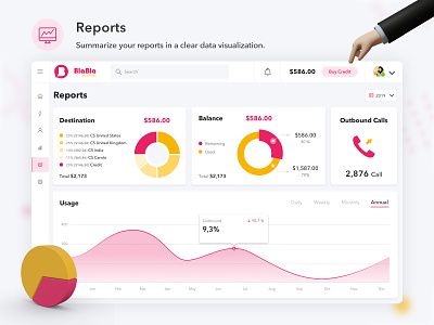 BlaBla Business Manager - Reports 3d app chart charts clean clear dashboad data visualization design icon illustration typography ui ux vector web