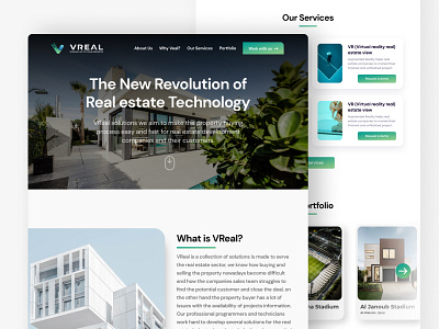 VREAL Landing Page app clean clear design figma interface landingpage realestate ui ui design ux web webdesign website