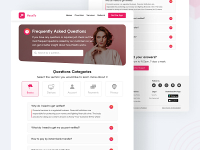 PassTo Website - FAQs clean clear design dribbble faq faqs interface search ui ui design ux web webdesign website