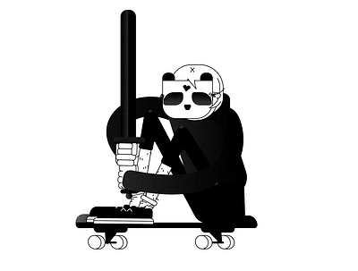 panda alien design illustration illustrator panda skateboard skateboarding vector