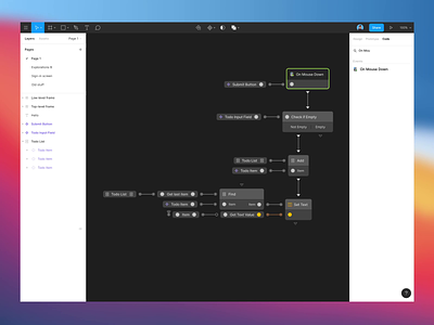 A dream about coding inside Figma. animation coding dark figma minimal tools ui ux visual scripting