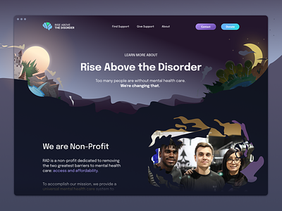 Rise Above The Disorder - About Page dark graphic illustration ui ux vector website