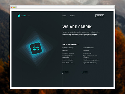 Fabrik Website Design blue dark ui ux web