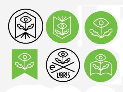 Dandy books dandelion exlibris eye icons logo