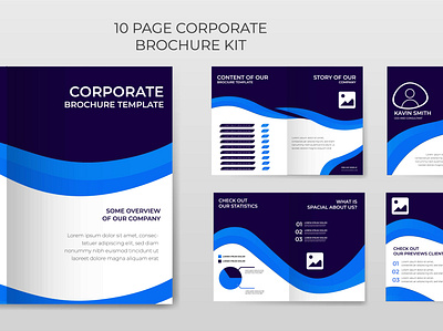 10 Page Corporate Brochure Kit abstract branding vector