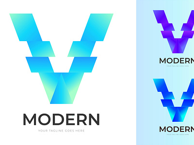 Letter V Gradient Logo Design