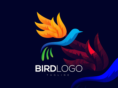 Abstract Bird Logo abstract branding business creative design green icon logo logo design orange stylish vector