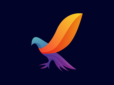 Abstract Pigeon Logo abstract animal bird blue branding bright colorful corporate design eagle icon identity mark orange phoenix pigeon purple sign symbol