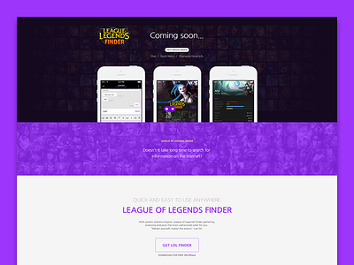 Lol Finder Web app champion gui image league of legends lol lolfinder puple ui ux web