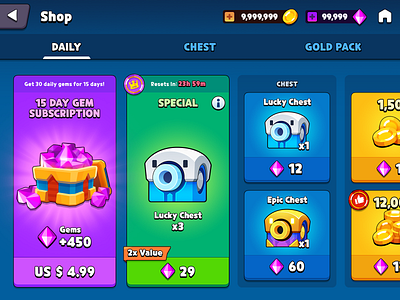 GUI Pro Kit Casual shop chest asset box casual chest game gem gold icon layerlab market shop store