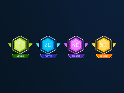 Sci Fi Blue Level badge game icon level medal sci fi ux wing