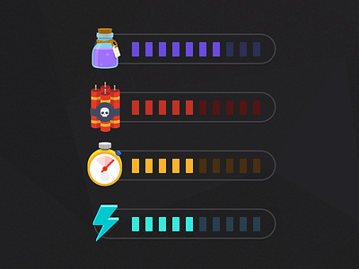 Gage gage game icon mobile neon potion time ux