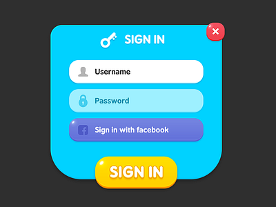 GUI Kit Yellow Kids login popup game icon login mobile popup sign in ux yellow kids