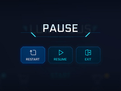 Sci Fi Blue Pause 2d assetstore elements game design game kit gui kit layer pause skin