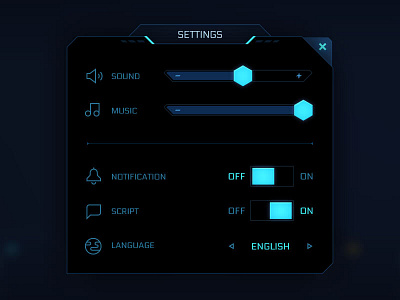 Sci Fi Blue Setting 2d assetstore elements game design game kit gui kit layer setting skin