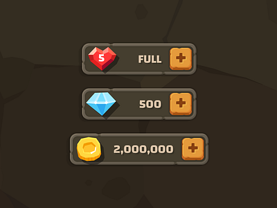 Stone Ui Top assetstore coin elements game game design gem gold gui kit the stone icon life mobile