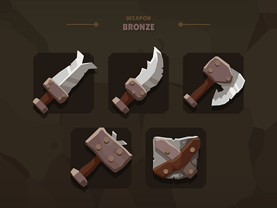 Casual Weapon Icon Bronze 3d attack ax cartoon casual dagger fantasy games hamer lowpolygon rpg shield short sword sword swords vr weapon