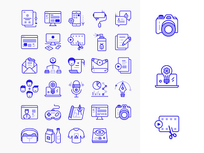 Online Services Icon Design graphic design icon icons illustration line icon online service ui video editing