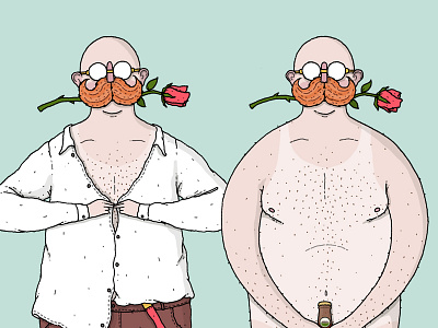 Valentine's Illustrations character illustration moustache stripper valentines