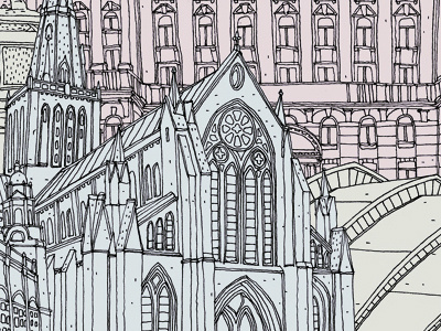 Glasgow Cathedral & other landmarks cityscape glasgow illustration landmarks