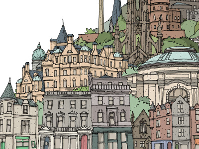 Edinburgh Cityscape beer buildings city drawing edinburgh illustration pen scotland