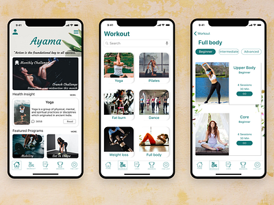 Ayama-fitness App adobe xd app design ui ux