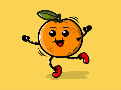 Cheerful Orange character cratoon cute fruit graphic design illustration logo mascot orange cartoon orange mascot