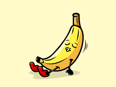 Relaxing Banana banana banana mascot cartoon character cute fruit graphic design logo mascot