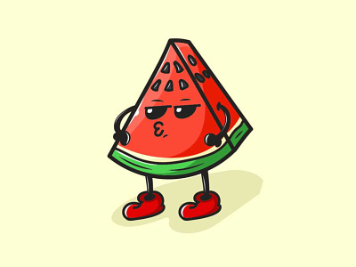 Cool Watermelon cartoon character cute fruit illus illustration mascot watermelon