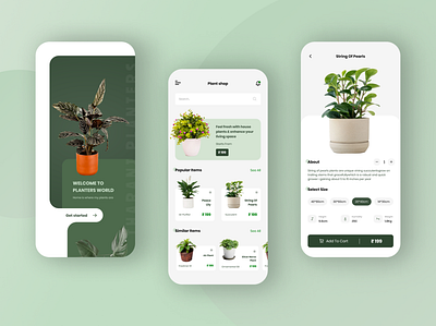 Shopping App For Planters app green mobile online shopping plant buying plant shop plants search selling shopping ui design