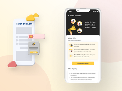 Refer And Earn 3d animation branding cashback earn invite mobile design payment refer refer friends ui uidesign