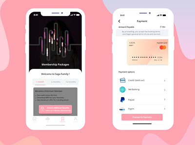 Payment packages screen - SAGA app amount app audio audio app audio player audiobook card design details homepage music options payment payment screen saga ui