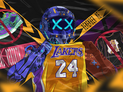 Mamba Mentality 24 commemorate cyberpunk design art illustration kobe kobebryant mamba spirit painting punk